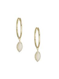 Shop Meira T Yellow Gold Women S 14k Diamond Drop Hoop Earrings