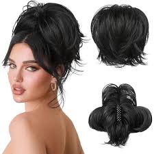 Amazon.com: HOOJIH Moño desordenado, peinetas dobles para mujer, moño  rizado con clip con banda elástica, extensión de cola de caballo corta para  uso diario, color rubio champán : Belleza y Cuidado Personal