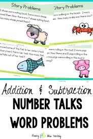 First Grade Word Problem Number Talks For Addition And Subtraction Within 10 First Grade Words Word Problems Math Word Problems