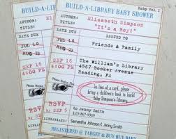 Vintage Build A Library Library Card Baby Shower Invitations Set Of 10 Vintage Baby Shower Invitation Baby Shower Vintage Library Baby Showers