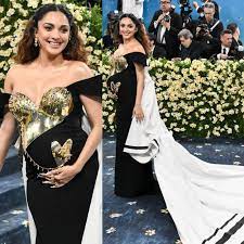 Kiara Advani at Met Gala 2025 in Black Gaurav Gupta Gown with Gold Breastplate