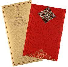Elegant Gift Style Red And Golden Satin Card This Rectangular Card Spells Royalty And Wedding Invitation Card Design Wedding Card Design Indian Wedding Cards