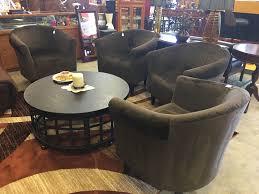 Nicely Fabricated Dark Brown Barrel Chairs 99 Each West Store Mk Design Quality Showroom Shopping Consigner Store Sal Barrel Chair Decor Furniture