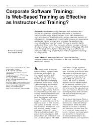 Whether it's considered effective depends on the. Pdf Corporate Software Training Is Web Based Training As Effective As Instructor Led Training
