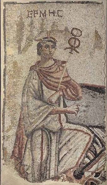 A Byzantine mosaic panel of the Taskmaster's Assistant; also known as Little Alex Hermes.