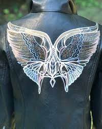 Sold Out Hand Painted Faux Leather Jacket Wings Etsy In 2021 Faux Leather Jackets Faux Leather Leather Jacket