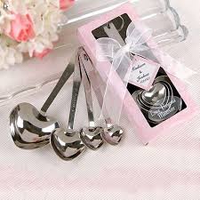 One Set Of Four Heart Shaped Silver Measuring Spoons Wedding Favors Love Mirable Homemade Wedding Favors Gifts For Wedding Party Wedding Favors Cheap