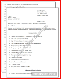 Cover letter from applicant or representative summarizing the application and itemizing all documents submitted. I 485 Cover Letter Template Online Cover Letter Library