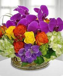 Purple Calico Deluxe Flower Arrangements Modern Flower Arrangements Fresh Flowers Arrangements