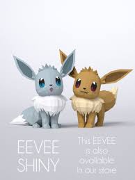 3d Papercraft Eevee Shiny Diy Templates Including Colored Etsy In 2020 Eevee Pokemon Eevee Pokemon
