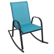 Stackable Sling Rocking Chair Teal Black In 2020 Rocking Chair Outdoor Rocking Chairs Sling Furniture