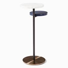 Eclipse Drink Table Walnut Marble Antique Bronze West Elm