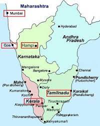 The coast runs from south of goa to kanyakumari on india's southern tip. Mumbai Goa Hampi Kerala Map Getaway2india S Blog
