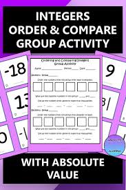 Integers Order And Compare With Absolute Value In 2020 Maths Activities Middle School High School Math Activities Integers