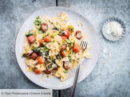 Farfalle A La Creme De Parmesan Chorizo Et Legumes Recettes Recette En 2020 Recettes De Cuisine Cuisine Italienne Recette