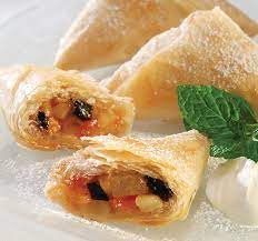 Lay peach slices on almond paste. Athens Foods Fruit Compote Phyllo Triangles Athens Foods