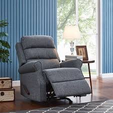 The seat has got a soft cushion and a supportive backrest. Homesvale Linder Rocker Recliner Chair In Renu Performance Tested Charcoal Gray Textured Fabric Recliner Chair Living Room Recliner Rocker Recliner Chair