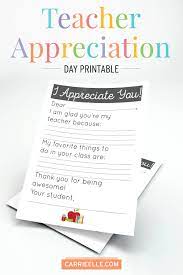 I love every item in it (and. Teacher Appreciation Day Printable Carrie Elle