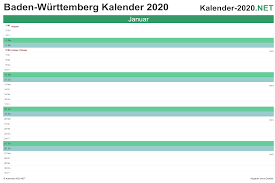 Diese errechnen sich aus 365 kalendertage abzüglich 104 wochenendtage (samstage und sonntage) und 8 gesetzliche feiertage die 2021 nicht auf ein. Kalender 2020 Baden Wurttemberg