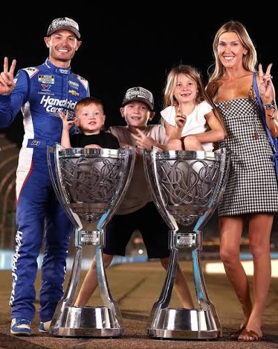 Family. ❤️ Kyle Larson's kids could fit inside the NASCAR Cup Series  championship trophy… well, two of them at least. 😅