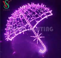 Wholesale Christmas Street LED Decoration Aluminum Motif Lights 3D Umbrella