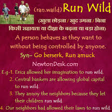 अर्थ, परिभाषा और उदाहरण वाक्य. Run Wild Meaning In Hindi Archives Newton Desk