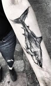 Black And White Shark Tattoo Sleeve 30 Unique Animal Tattoo Designs Doozy List In 2020 Sketch Style Tattoos Unique Animal Tattoos Shark Tattoos