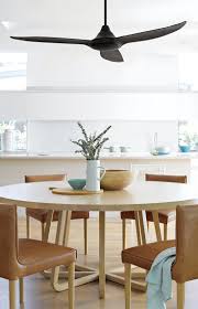 White Kitchen With Blond Wood In The Dining Room Love The Contrast Of A Matte Black Ceiling Fan Such A Living Room Ceiling Fan Ceiling Fan Black Ceiling Fan
