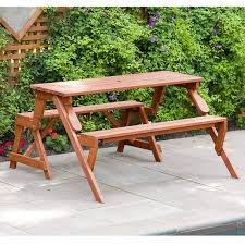 Leisure Season Fptb7104 Convertible Picnic Table And Garden Bench Brown 1 Piece Outdoor F Folding Picnic Table Portable Picnic Table Wooden Picnic Tables