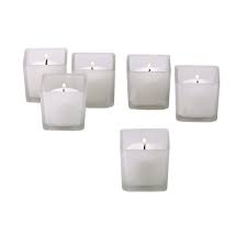 You can customize them with whatever you like; Light In The Dark White Frosted Votive Candles In Square Frost Glass Holders Set Of 36 Litd Vcg 36 Sqr Wt The Home Depot