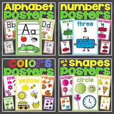 Additional information covers how to sort. Posters Bundle Alphabet Letters Numbers 0 20 2d 3d Shapes Colors