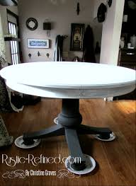 Then, i flipped the table back over and covered all the spots i missed with the chalk paint. Chalk Painting A Kitchen Table Rustic Refined