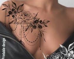 Flowers Tattoo Design Instant Download Stensil Drawing For Tattoo Chest Tattoos For Women Shoulder Tattoos For Women Belly Tattoos