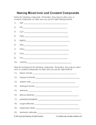 Prefixes are used to denote the number of atoms. Covalent Compounds Lesson Plans Worksheets Lesson Planet