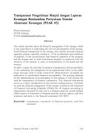 Maybe you would like to learn more about one of these? Pdf Transparansi Pengelolaan Masjid Dengan Laporan Keuangan Berdasarkan Pernyataan Standar Akuntansi Keuangan Psak 45