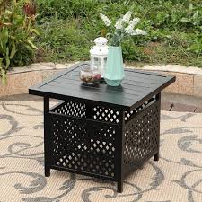 Mf Studio Patio Umbrella Side Table 22 X22 Square Bistro Table For Outdoor Garden Pool With 1 57 Umbrella Hole Walmart Com In 2020 Glass Side Tables Bistro Table Metal Dining Table