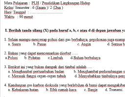 Soal Ukk Uas Plh Kelas 6 Sd Semester 2 Dokumen Psikotes Dan Soal Ujian Sekolah