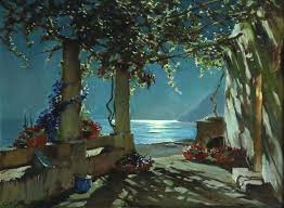 I tried to show what is going on below the earth, usually unseen, as the spring wood element brings the earth to life and growth. Constantin Aleksandrovich Westchiloff Capri Moonlight 20th Century Oil Sea Landscape At Night By C A Westchiloff At 1stdibs
