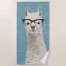 Llama Specs Square Beach Towel Zazzle Com Art Art Prints Cute Animals
