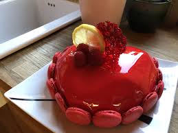 Gateau Mousse Citron Pana Cotta Chocolat Blanc Insert Framboises