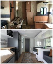 They just moved from the east coast to the west coast in their camper, enjoying every minute of their freedom as empty nesters. Camper Makeover Before And After 3 Sawdust 2 Stitches