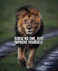 In this day of age we nee keep moving forward and make sure we can make it no matter what. Judge No One Just Improve Yourself Great Inspirational Quotes Motivational Quotes For Life Lion Quotes