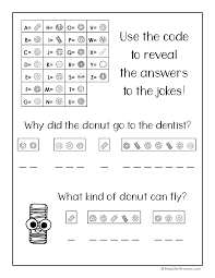 crack the code puzzles free printable featuring donut jokes