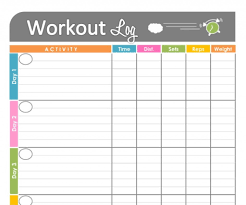 Workouts log templates printable in PDF