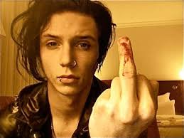 Four go mad in Germany! Note Andy's Hell t-shirt and Martin's period-piece  digital watch! 🤘