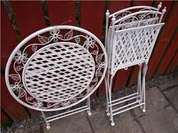 Small Bistro Table And Chairs Wrought Iron White Bistro Set Table And Chairs Patio Shabby Chic Style White 1 Mobilya