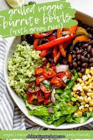Vegetarian Black Bean Burrito Bowls With Green Rice Move Over Chipotle This Plant Based Healthy Burrito Bowl Recipe Plant Based Diet Recipes Veggie Burrito