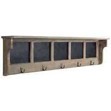 Gray Wooden Shelf With 5 Hooks Chalkboards Home Decor Shelves Wooden Shelves Wooden Wall Shelves