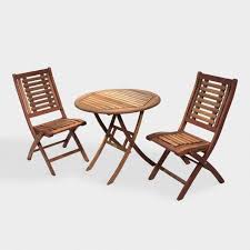 Our Outdoor Bistro Set Features A Round Table And Two Folding Chairs With Solid Eucalyptus Wood Cons Outdoor Dining Set Outdoor Dining 3 Piece Coffee Table Set