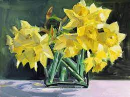 Daily Paintworks Original Fine Art C Gretchen Hancock Daffodils Flower Painting Flower Art